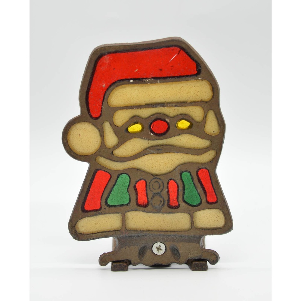 Vintage Stain Glass Santa Tea Candle Holder